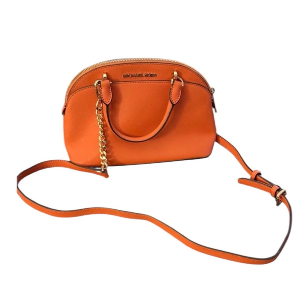 Michael Kors Emmy Small Dome Satchel/Crossbody, Tangerine Orange